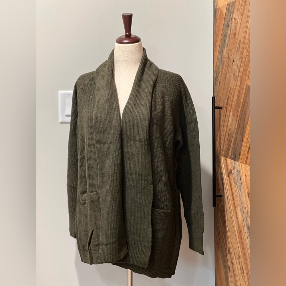 LOFT Olive Green Sweater Cardigan LP